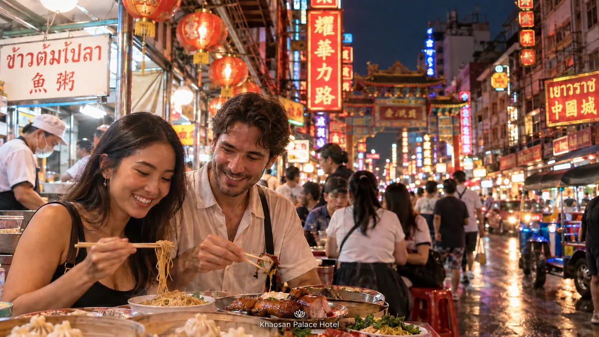 Yaowarat Chinatown street food tour in Bangkok at night