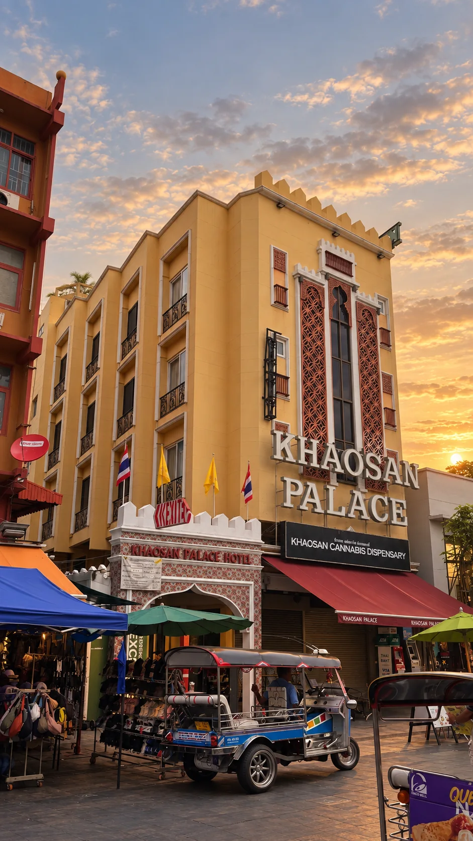 Rhythm Quarter yellow building at Khaosan Palace Hotel on Khaosan Road