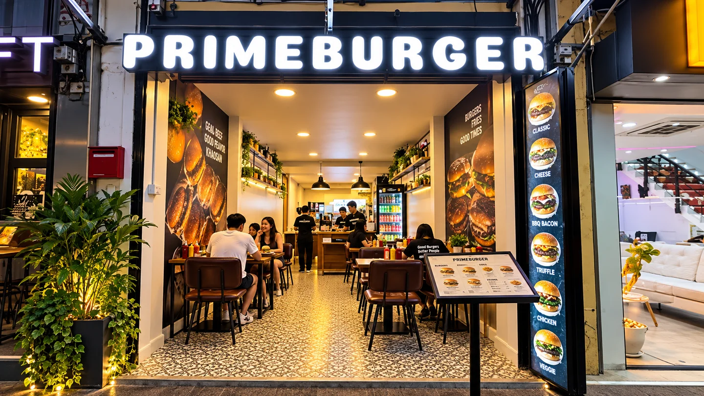 Prime Burger Khaosan near Khaosan Palace Hotel Bangkok · restaurant view 1